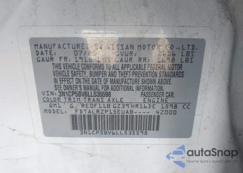 2020 Nissan Kicks S Xtronic Cvt from USA, damaged, VIN 3N1CP5BV6LL535598